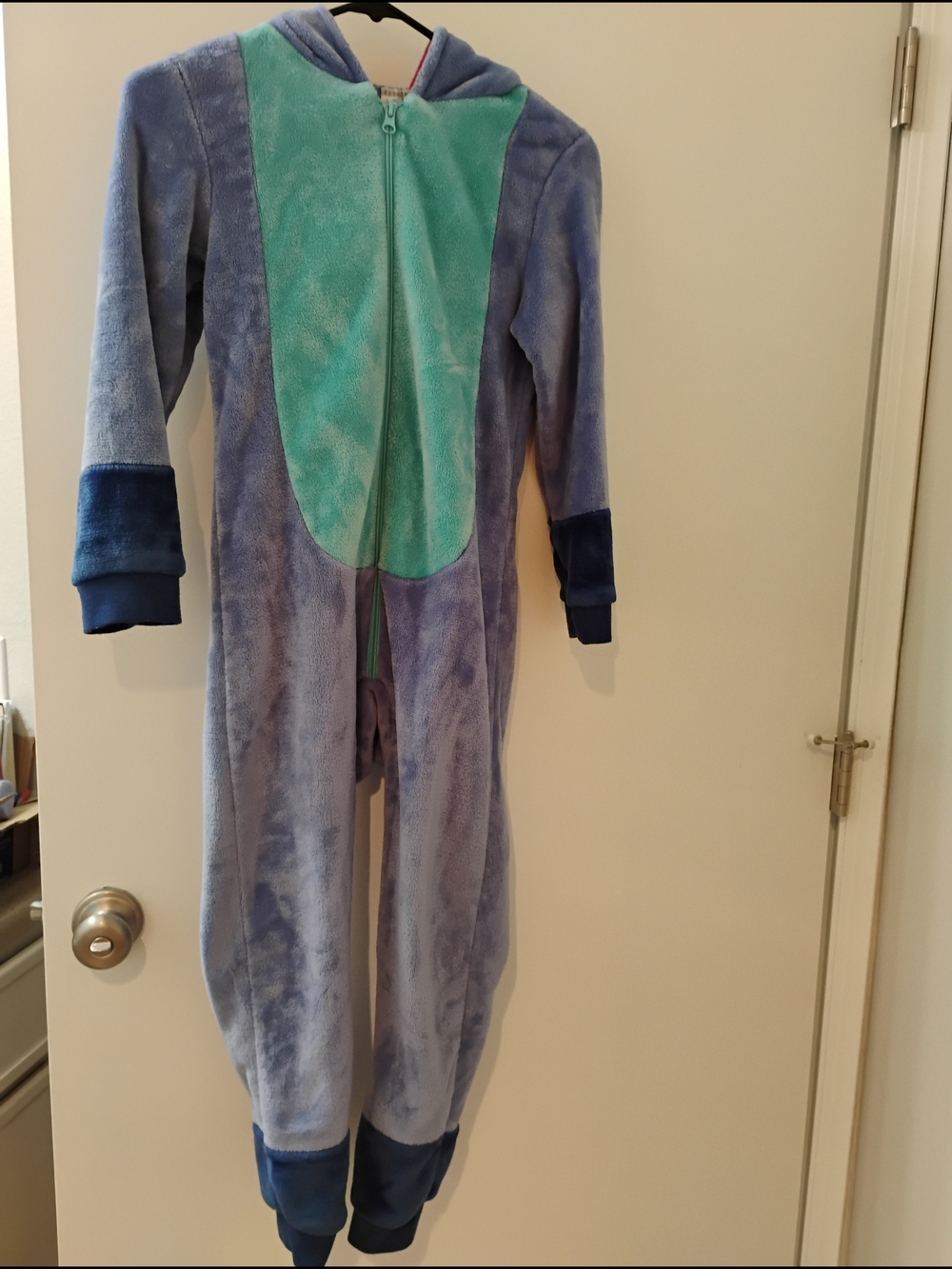 Light Blue Stitch Plush Hooded One Piece